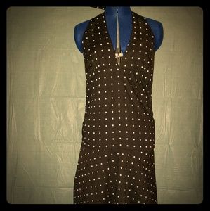 Black polka dot halter dress
